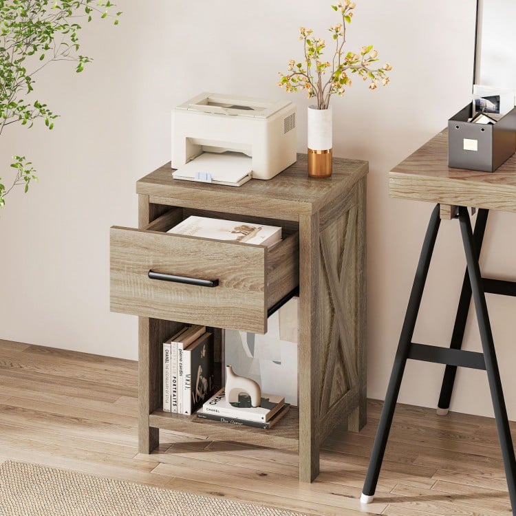 Nightstand with Drawer and Shelf-Natural