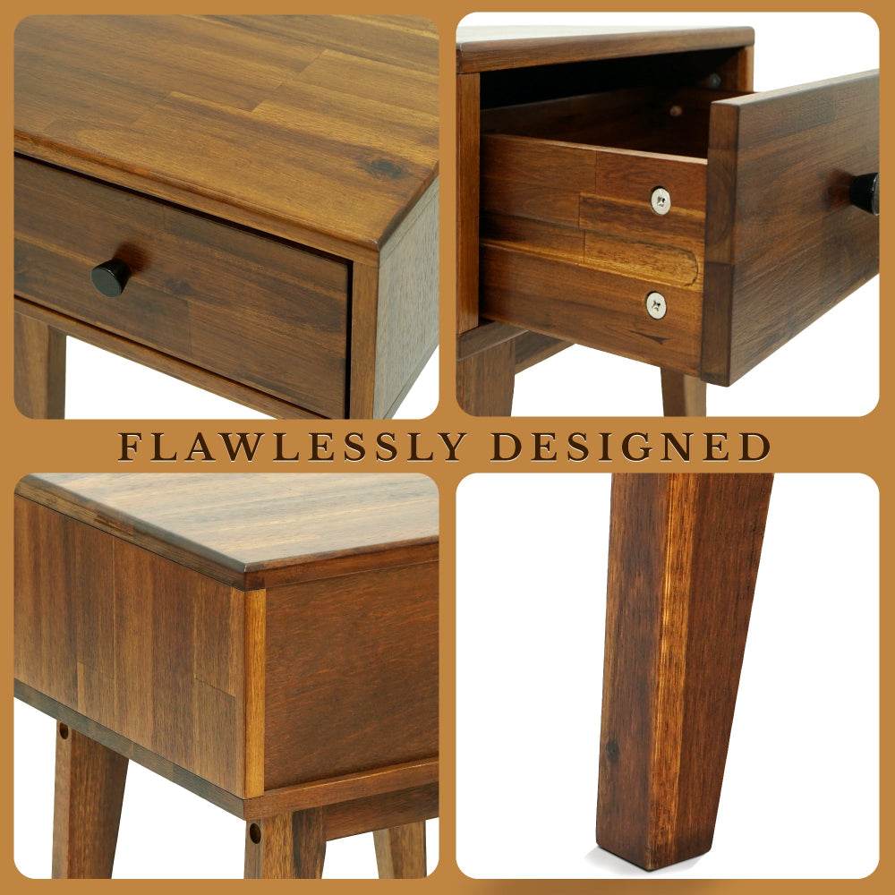 Sofia 1-Drawer Solid Wood Nightstand 