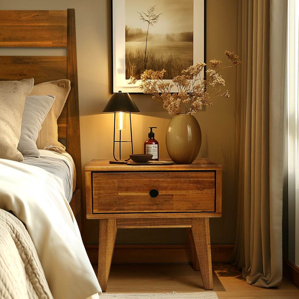 Sofia 1-Drawer Solid Wood Nightstand 
