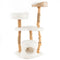 Solid Wood Cat Tower with Top Cattail Basket Cat Bed for Indoor Cats-White