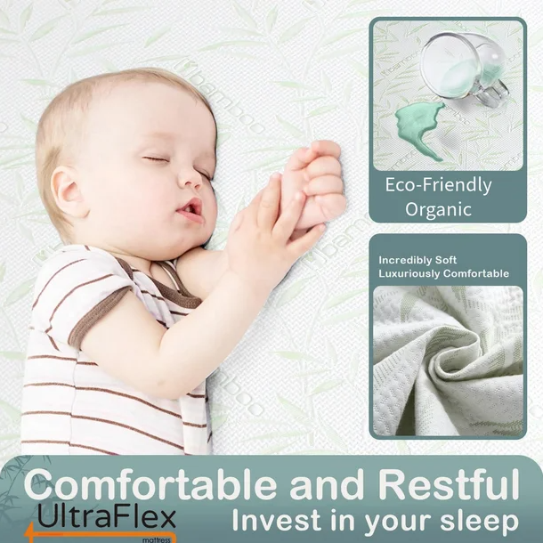 UltraFlex SolidSleep- Canadian-Made FIRM Gel Infused Reversible Comfort With Pressure Relief, Cooling Technology, Bamboo Cover, CertiPUR-US® Certified Foam (Made in Canada) 