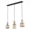 SOPHIA Cognac Ribbed Glass 3-Light Linear Pendant for Dining, Living Room & Kitchen