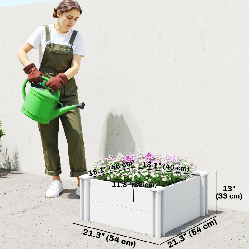 Vinyl Raised Garden Bed Kit, 2 x 2 x 1ft Modular Elevated Garden Box with Slotting Legs and Open Bottom, White