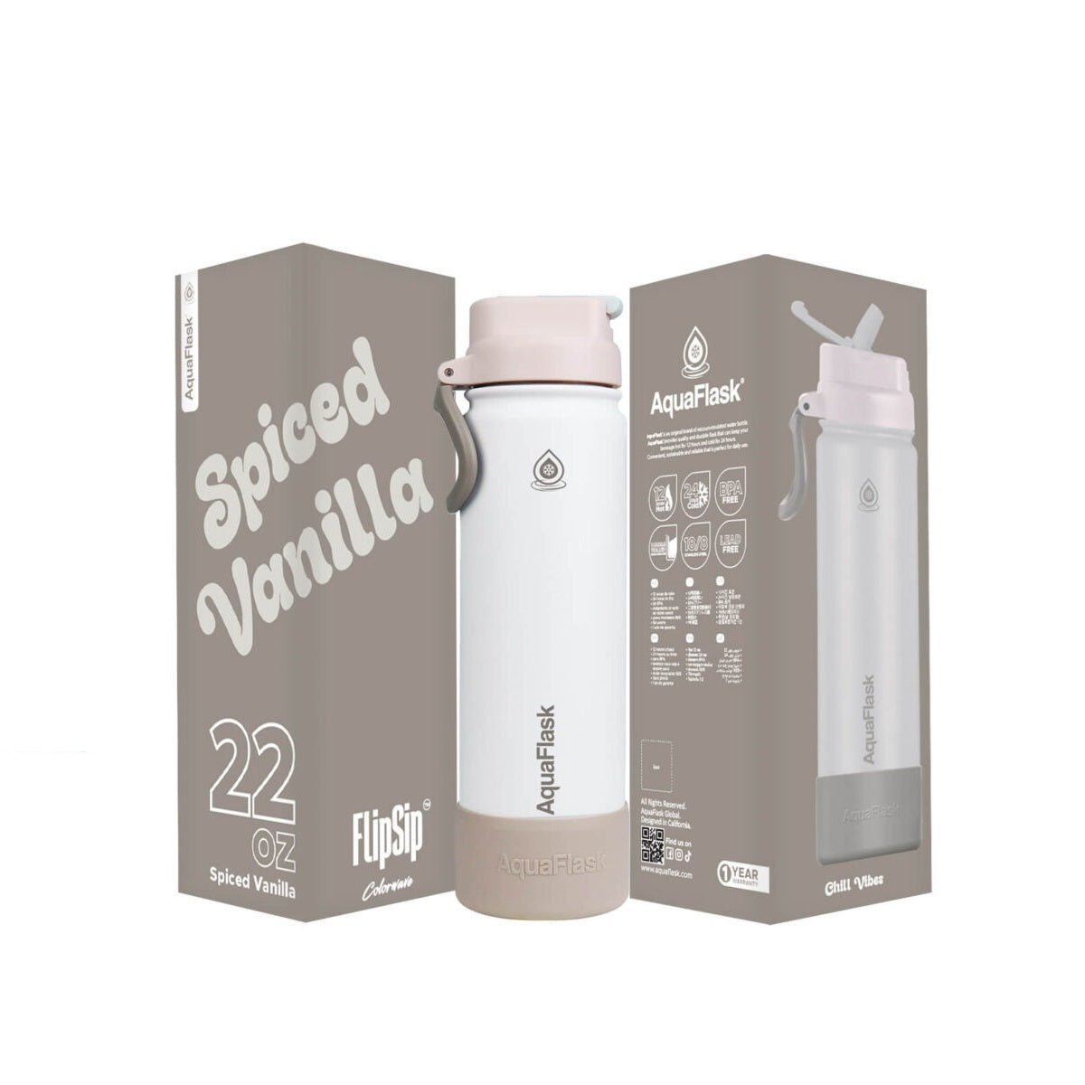 AquaFlask (22oz) Colorwave Flip Sip Insulated Water Bottle Double Wall Stainless Steel Hot & Cold 