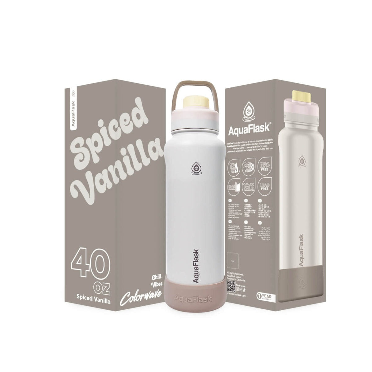 AquaFlask Colorwave 40oz Tumbler – Double Wall Stainless Steel, Keeps Drinks Hot & Cold, Leak-Proof 