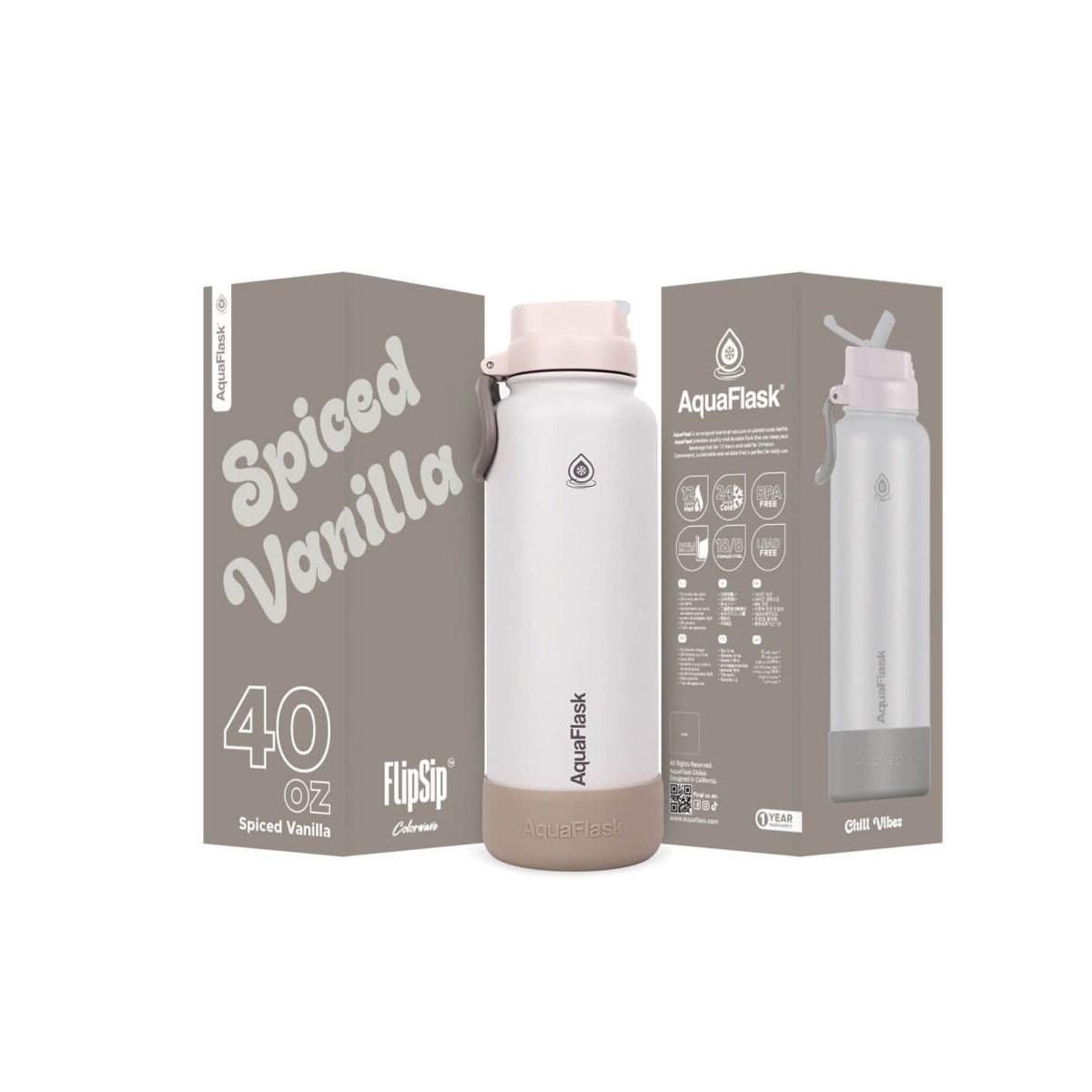 AquaFlask Colorwave 40oz Flip Sip Bottle – Insulated Stainless Steel Water Flask 