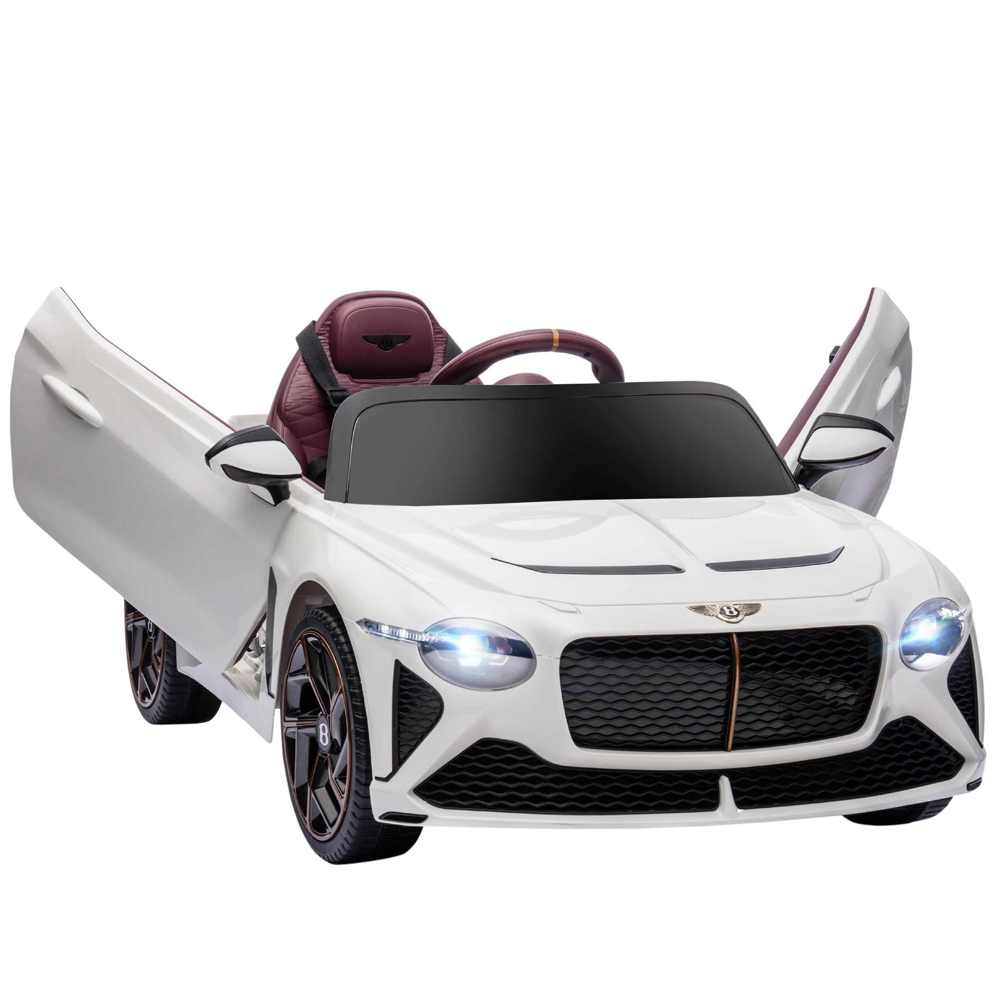 Aosom Kids Ride-On Car: 12V Electric, Butterfly Doors, Remote Control, Portable Battery, White 
