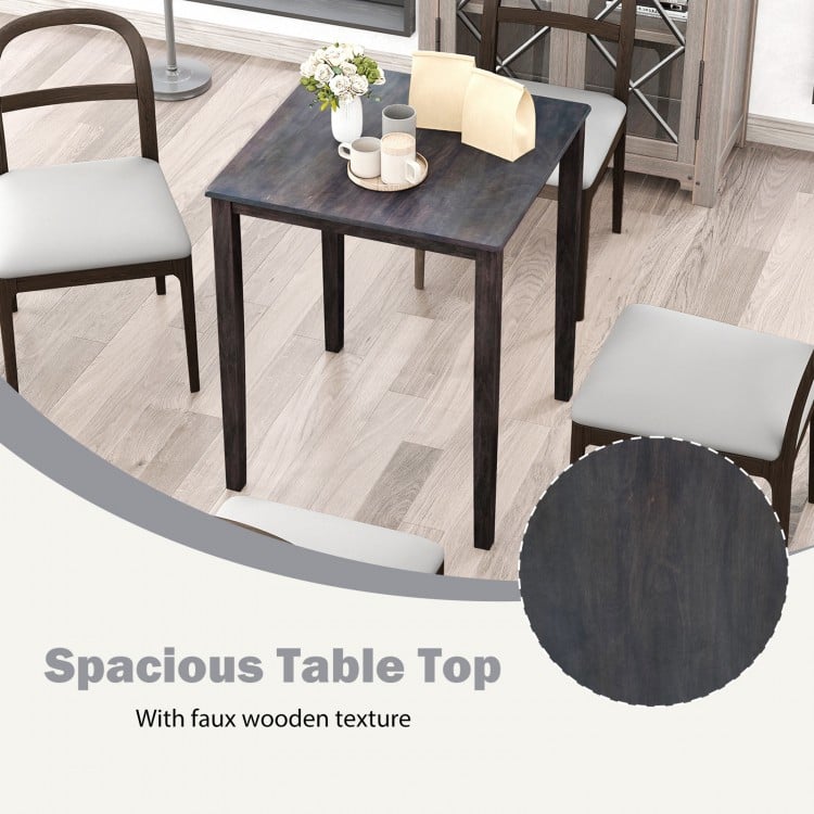 Square Dining Table with Solid Wood Frame for 4-Person-Gray