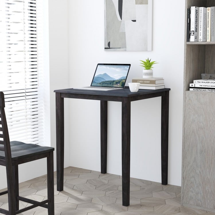 Square Dining Table with Solid Wood Frame for 4-Person-Gray