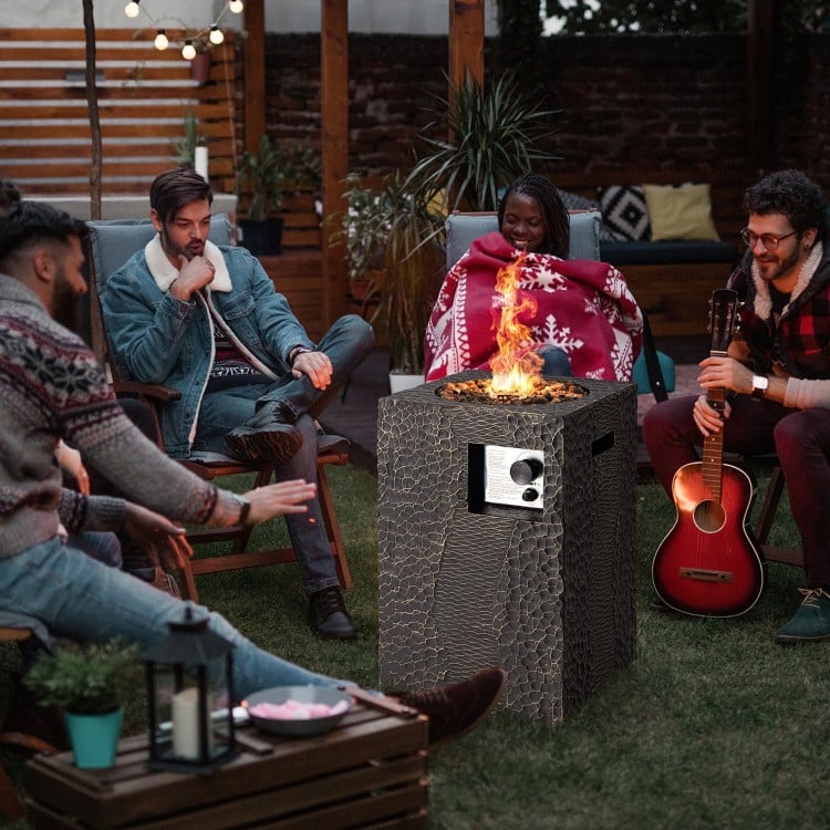 16 Feet Square Outdoor Propane Fire Pit with Lava Rocks Waterproof Cover 30,000 BTU