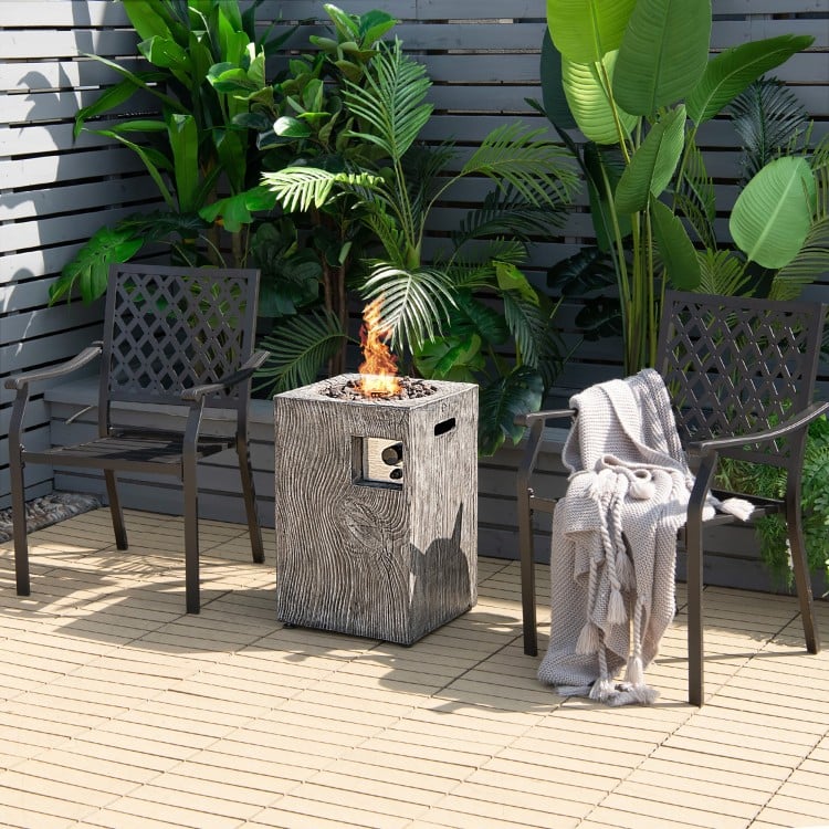16 Feet Square Outdoor Propane Fire Pit with Lava Rocks Waterproof Cover 30,000 BTU