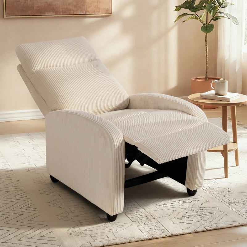 Fabric Recliner Chair Manual Home Theater Seating Single Reclining Sofa Chair with Padded Seat for Living Room, Beige