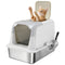 Extra Large Stainless Steel Litter Box, Enclosed Kitty Litter Box for Big Cats with Scoop, Deodorizer Bag
