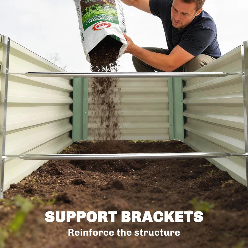 8 x 2.6 x 1.5ft Galvanized Raised Garden Bed, Reinforced Outdoor Planter Box with Open Bottom, Light Green