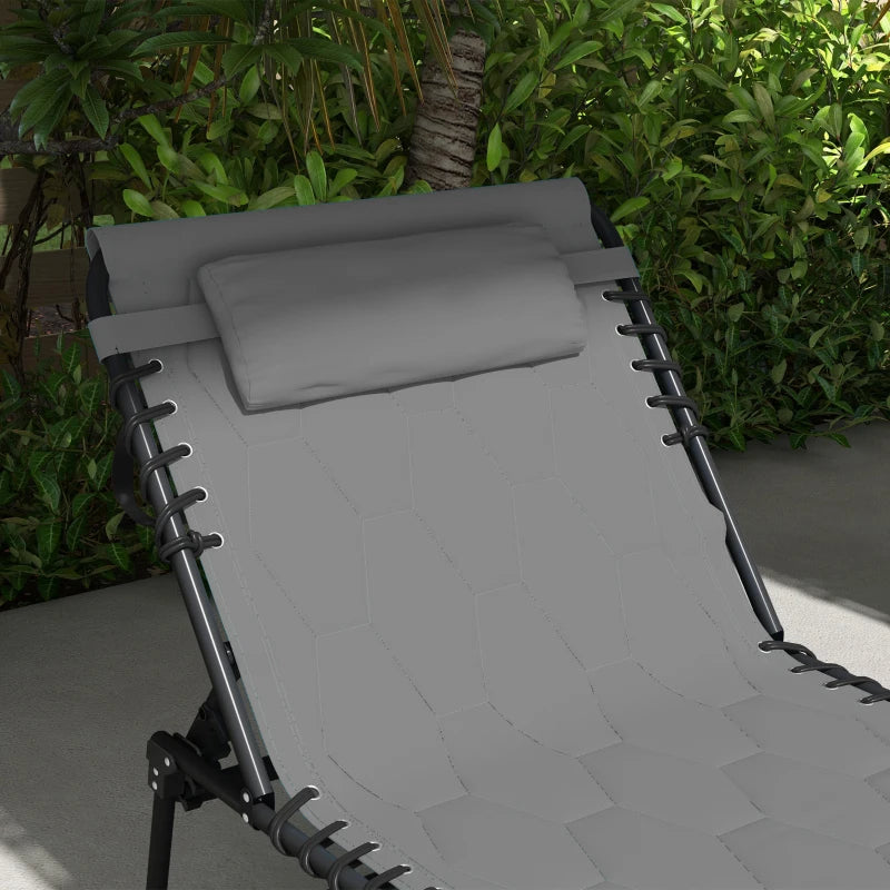 Folding Chaise Lounge with Reclining Back, 25.6" x 74" x 14.2", Grey