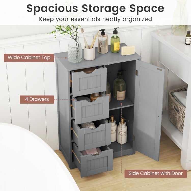 Standing Indoor Wooden Cabinet with 4 Drawers-Gray