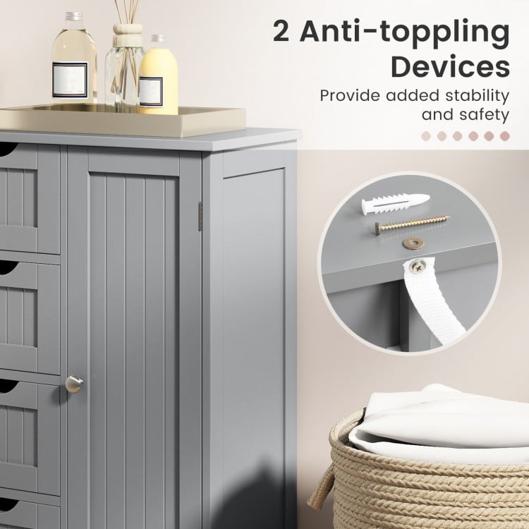 Standing Indoor Wooden Cabinet with 4 Drawers-Gray