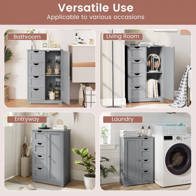 Standing Indoor Wooden Cabinet with 4 Drawers-Gray