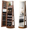 Standing Jewelry Cabinet with Adjustable LED Lights-Brown