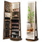 Standing Jewelry Cabinet with Adjustable LED Lights-Coffee