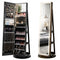 Standing Jewelry Cabinet with Adjustable LED Lights-Black