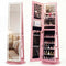Standing Jewelry Cabinet with Adjustable LED Lights-Pink