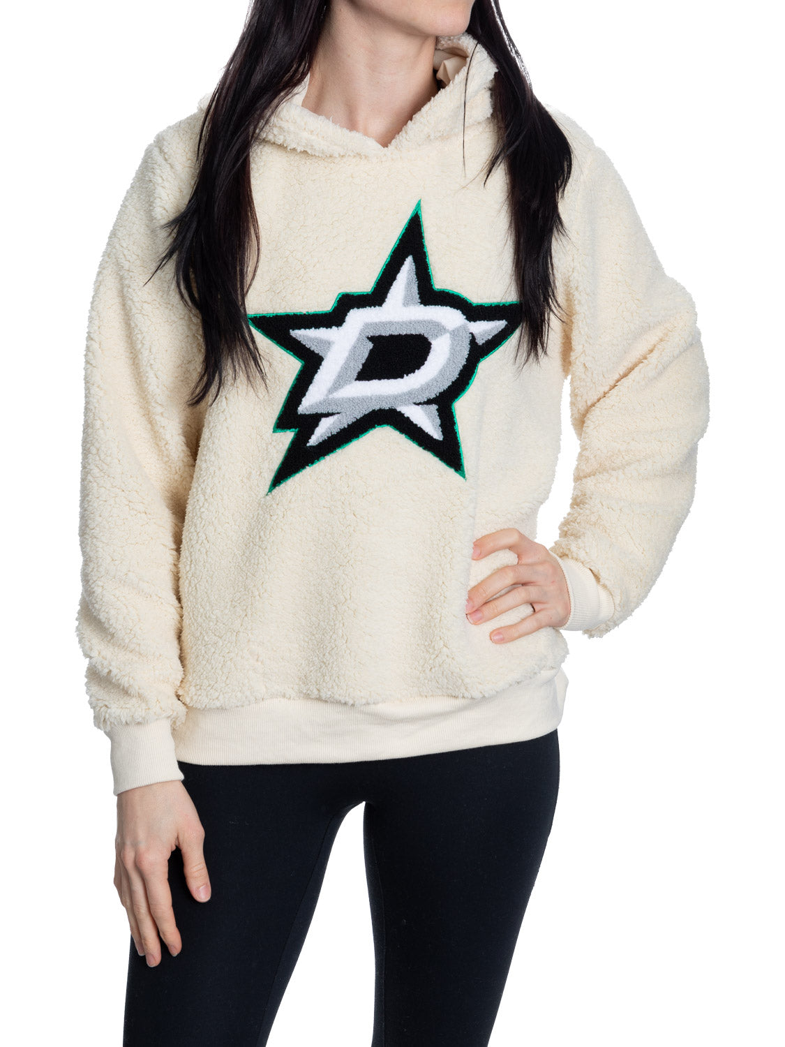Dallas Stars Ladies Sherpa Hoodie with Premium Chenille Logo 