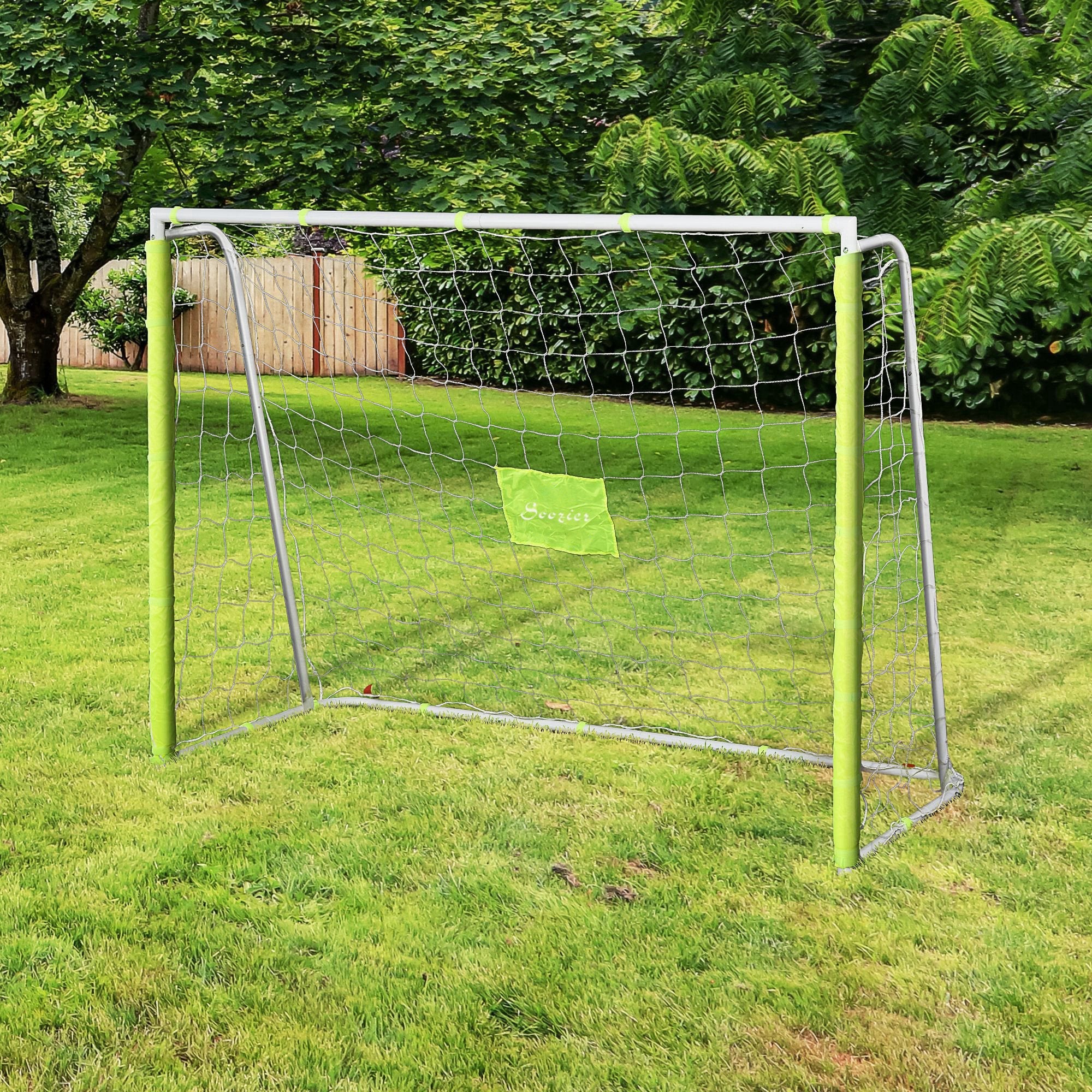 Soozier 6ft x 4ft Soccer Goal Net with Metal Frame, PE Mesh, Ground Stakes, Easy Assembly, Yellow 