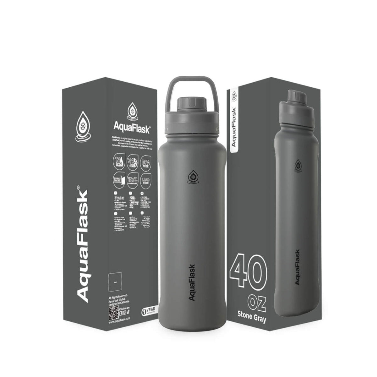 AquaFlask 1080ml (40oz) Double Wall Insulated Stainless Steel Water Bottle – Hot & Cold, Leakproof, BPA-Free 