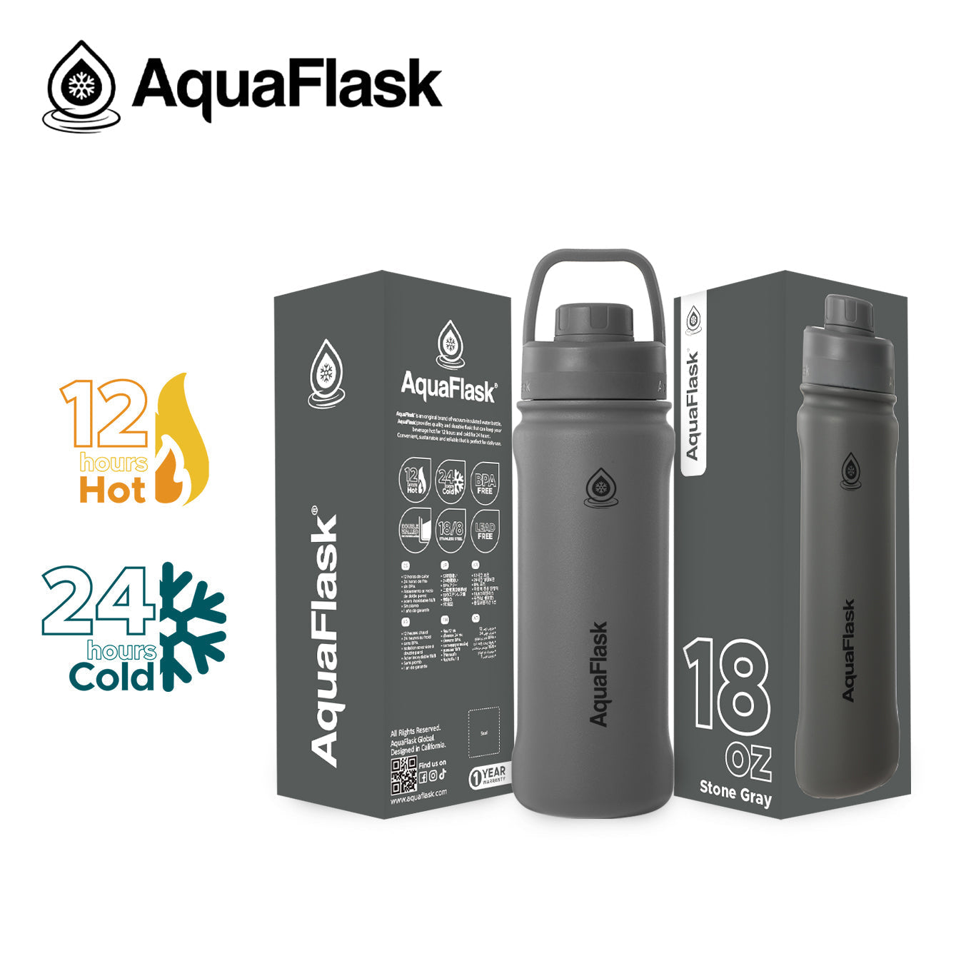 AquaFlask Original Vacuum Insulated Water Bottles 530ml (18oz) 