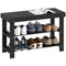 Bamboo Shoe Storage Bench, 3-Tier Entryway Bench with 2 Storage Shelves for Hallway, Holds 6 Pairs, Black