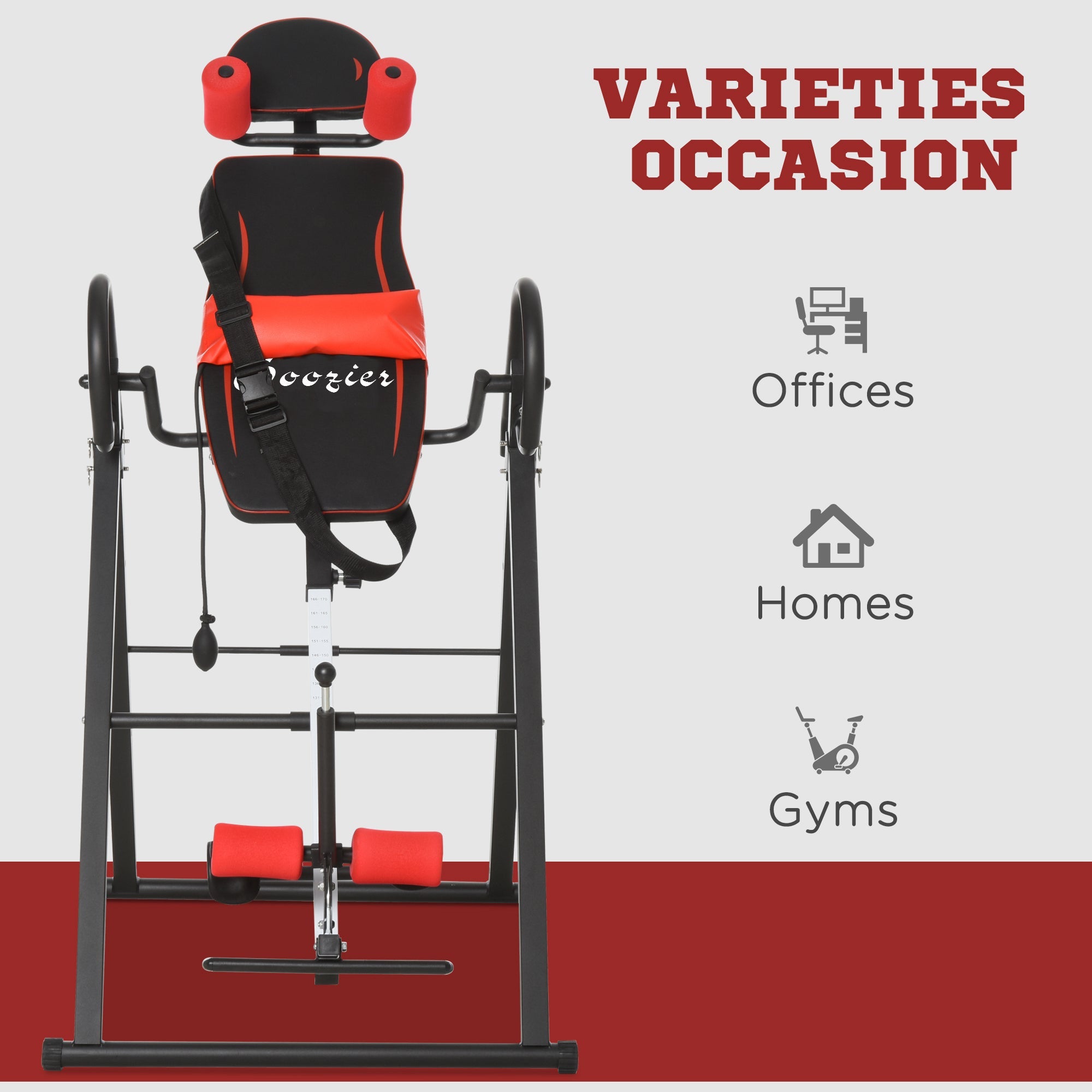 Soozier Folding Inversion Table, 20°/40°/60° Adjustable, with Safety Belt and Waist Pad for Back Pain Relief 
