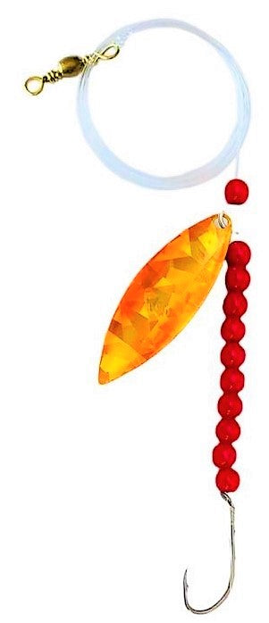 Solid Red Beads Willow Leaf Spinner – Sunset Blade Lure 