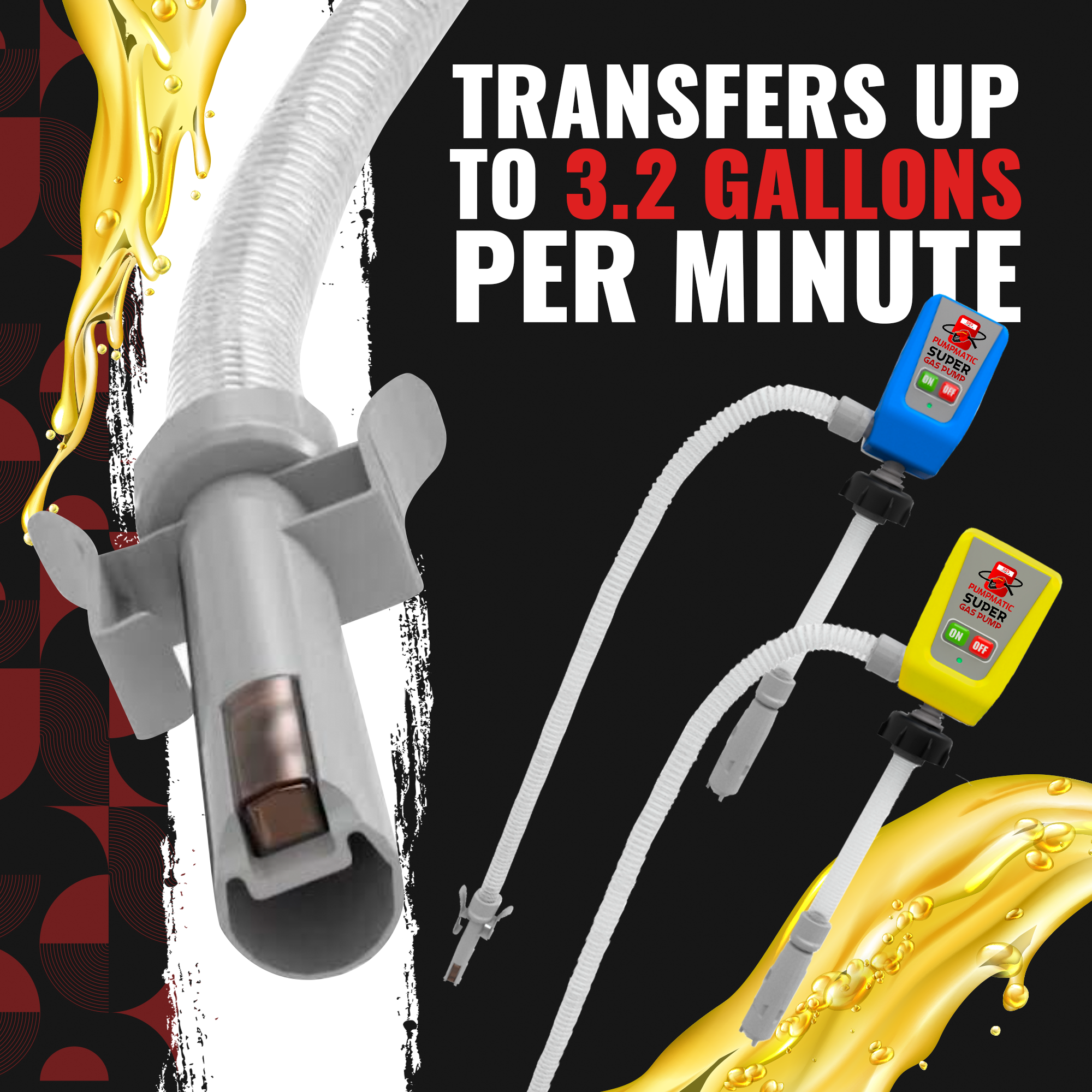 Diesel PumpMatic Super Gas Pump + Diesel Fuel Can Combo Kit Fuel Transfer Pump for Diesel, etc. 3 Power Sources w/ 4.25ft Hose
