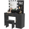 Illuminated Dressing Table Set, LED Vanity Table Set with Stool, LED Mirror, Drawer and Cabinet Shelves for Bedroom