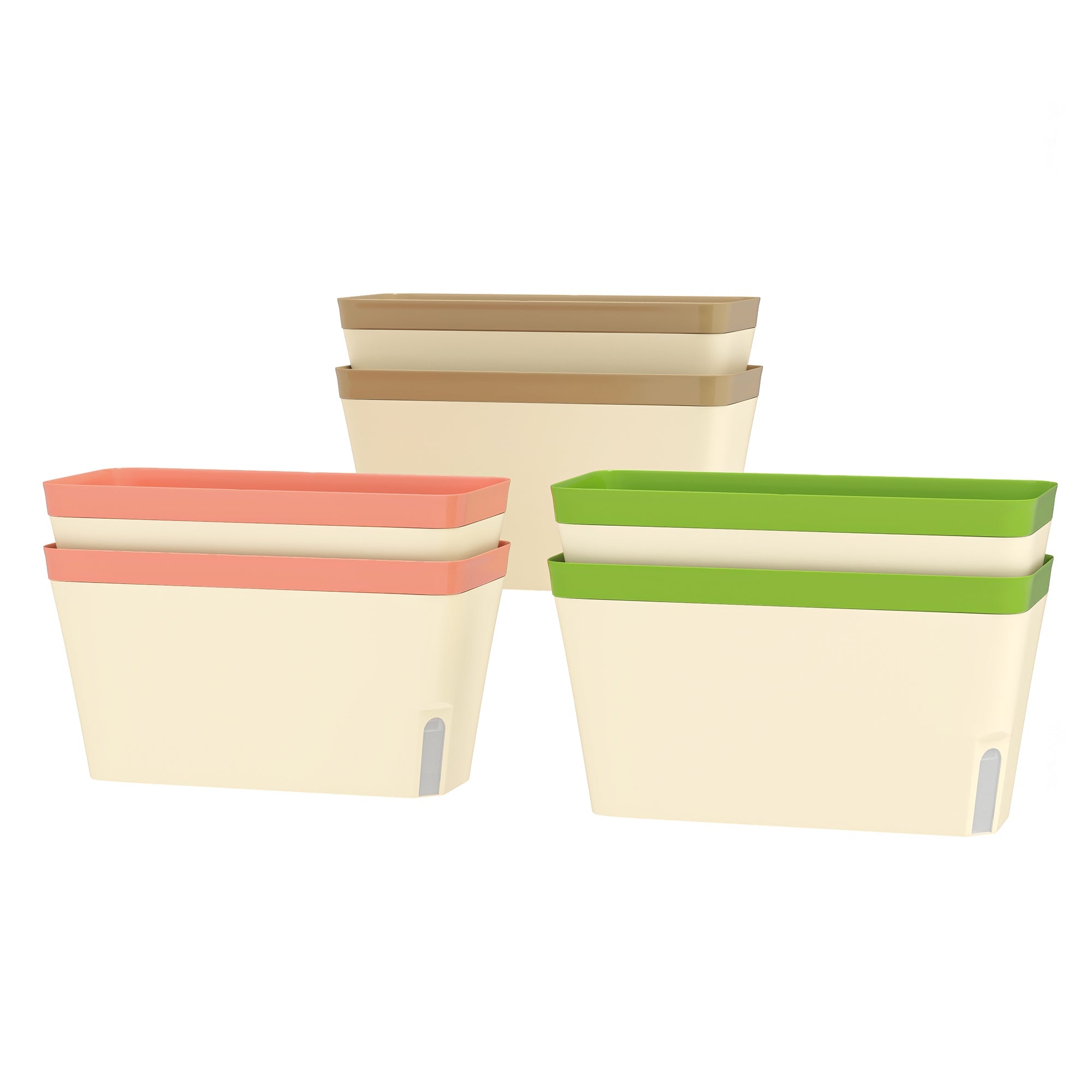 Outsunny 6 Pack Self Watering Flower Pots, 10.5 Inch Planter Box with Water Level Indicator for Vegetables, Succulents Plants 