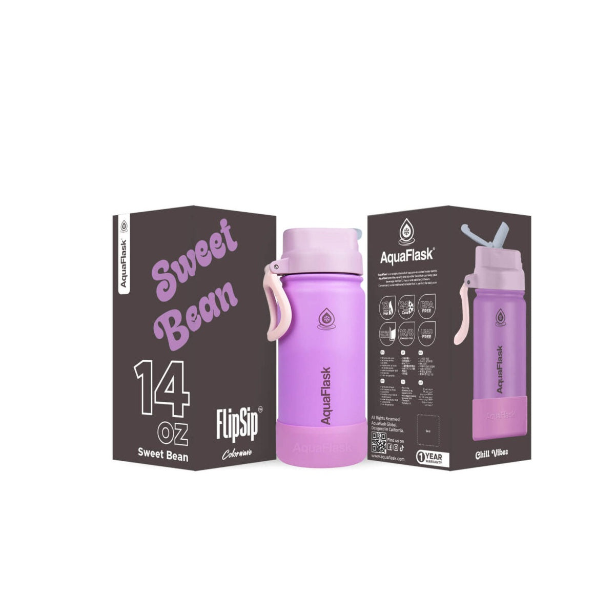 AquaFlask Kids FlipSip 414mL (14oz) Water Bottles 