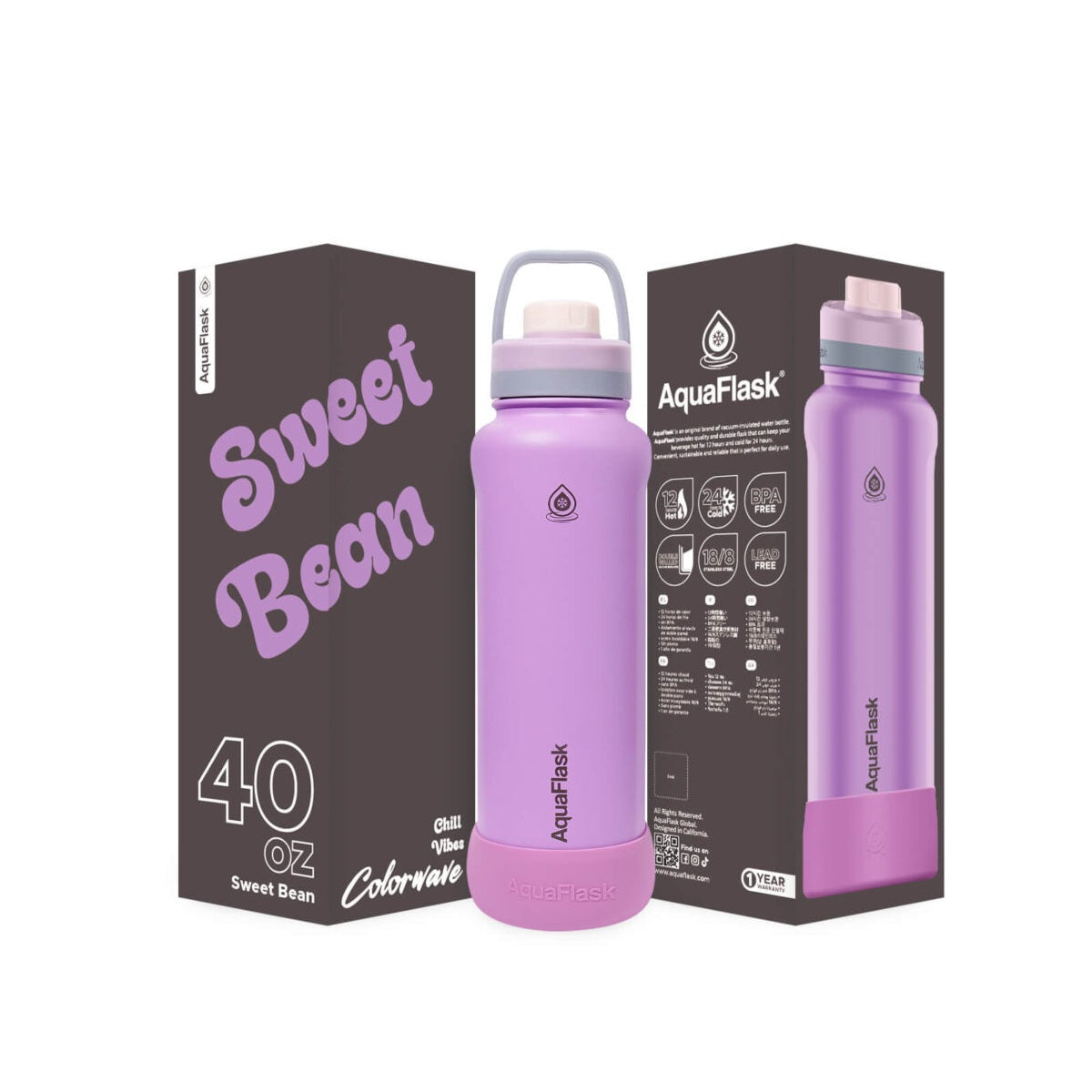 AquaFlask Colorwave 40oz Tumbler – Double Wall Stainless Steel, Keeps Drinks Hot & Cold, Leak-Proof 