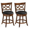 Swivel Bar Stools Set of 2 with High Backrest and Wood Frame-24 Inches