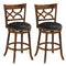 Swivel Bar Stools Set of 2 with High Backrest and Wood Frame-29 Inches