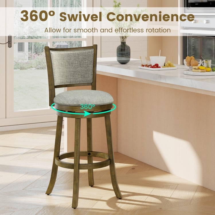 Swivel Bar Stools Set of 2 with Soft-padded Back and Seat-L
