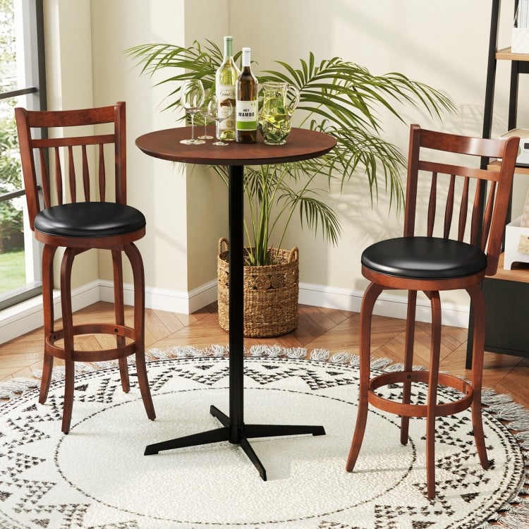 Swivel Bar Stools Set of 2 Counter Height Faux Leather Upholstered Barstools-26 Inhces