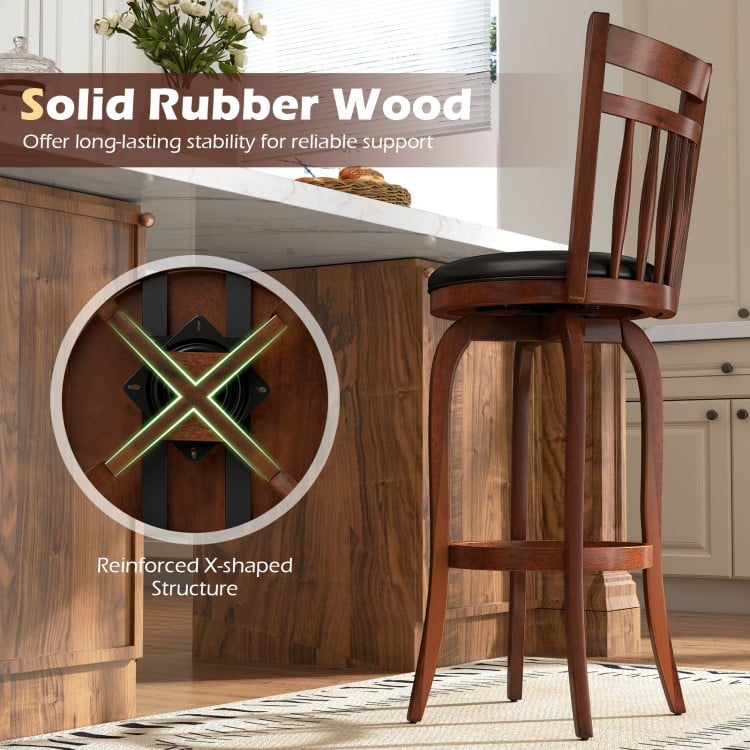 Swivel Bar Stools Set of 2 Counter Height Faux Leather Upholstered Barstools-26 Inhces