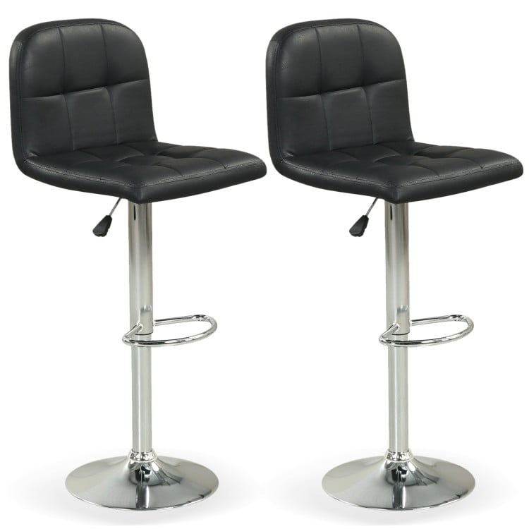 Swivel Bar Stools Set of 2 with Footrests and Metal Base-Black