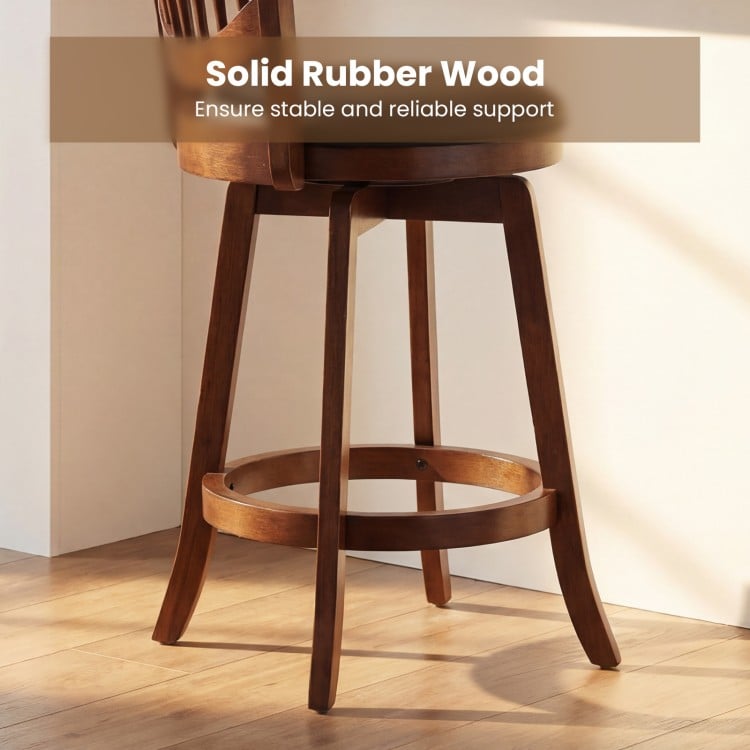 Swivel Bar Stools Set of 2 with Backrest and Wood Frame-25 Inches