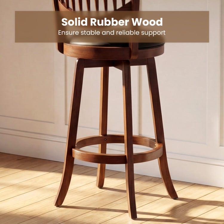 Swivel Bar Stools Set of 2 with Backrest and Wood Frame-30 Inches
