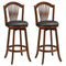 Swivel Bar Stools with Backrests and Wood Frame for Kitchen Island-29 Inch
