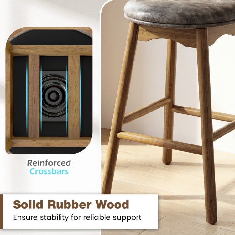 Swivel Counter Height Barstools with Solid Wood Legs and Footrests-Set of 2