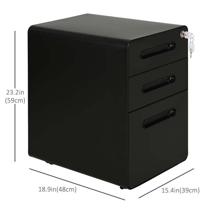 Lockable File Cabinet, Steel Filing Cabinet on Wheels for Legal, A4, Letter Size, Home Office