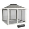 Outsunny 11' x 11' Pop Up Gazebo, Double Roof Foldable Height Adjustable Canopy Tent with Mesh Sidewalls, Carrying Bag, Dark Grey